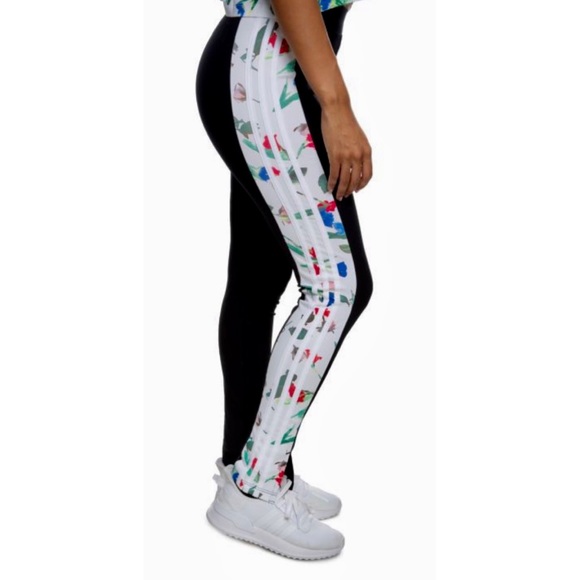 adidas Pants - Adidas Black Leggings with Floral Design Sides